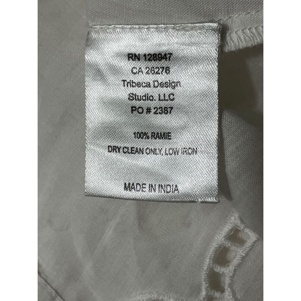 Nili Lotan White Embroidered Ramie Blouse | Made in India | Size XS - Picture 8 of 8